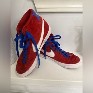 Nike Blazer Suede High Top Red Shoes Women's Sneakers Size 6.5 Retro Customized
